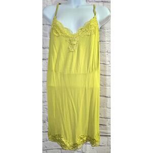 Lane Bryant Green Yellow Lace Detail Adjustable Spaghetti Strap Tank Top 22/24